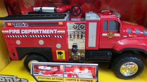 Latest 2014 TONKA Mighty Motorized Tough Cab Fire Engine Pumper Toy Unboxing - YouTube