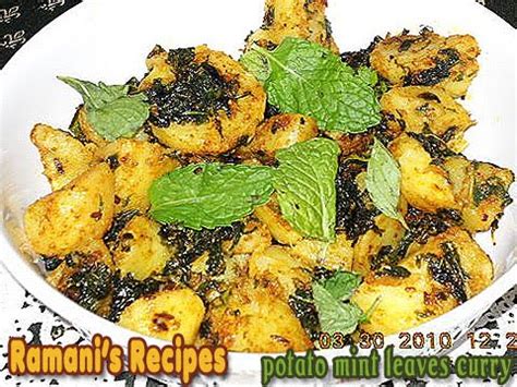 Ramani's Recipes: Potato Mint Leaves Curry