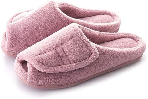 Amazon.com: MEJORMEN Women Coral Fleece House Slippers Fully Adjustable Touch Close Strap House ...