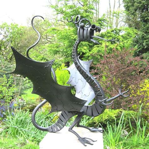 sculpture of dragon in metal for gardens, welsh dragon sculpture | Metal garden art, Metal art ...