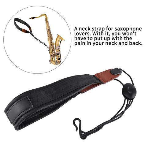 LYUMO Universal Saxophone Neck Strap Adjustable Soft PU Leather Neck ...