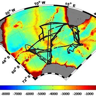 SA Agulhas-I and SA Agulhas-II cruise tracks (black dots) in the ...