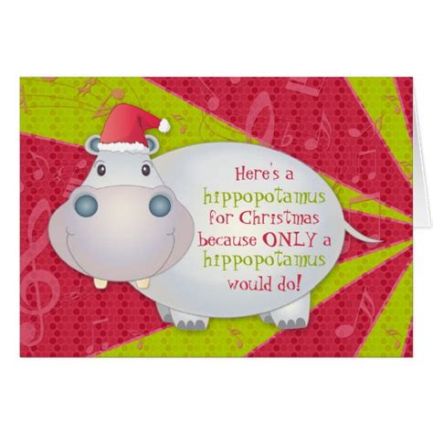 Hippopotamus Hippo Christmas Xmas Greeting Card | Zazzle.co.nz