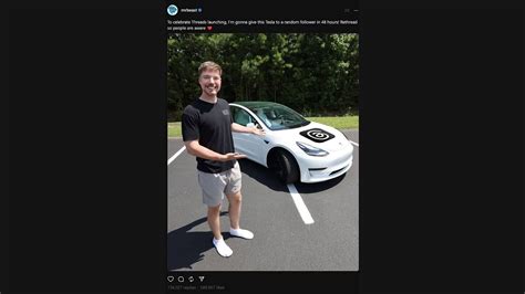 MrBeast trolls Elon Musk to boost Threads engagement with a free Tesla