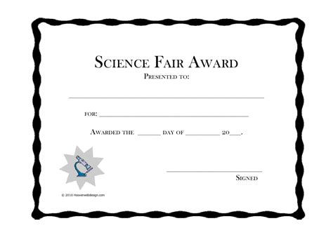 Science Fair Award Certificate Template - Black Download Printable PDF | Templateroller