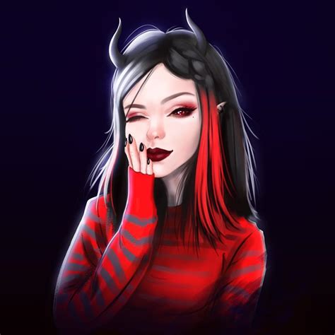 Art > Dark Theme > Demon Girl > black and red | niaris_art | Gothic ...