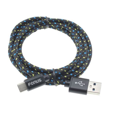 Black Durable Braided 6ft Long Type-C Cable Rapid Charger Sync USB Wire USB-C Power Data Cord ...