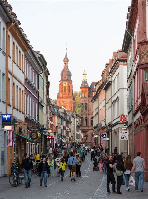 Old Town of Heidelberg Germany Editorial Stock Image - Image of tourists, street: 31512219