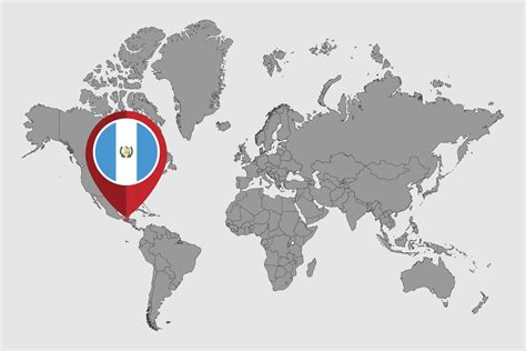 pin mapa con la bandera de guatemala en el mapa mundial. ilustración ...