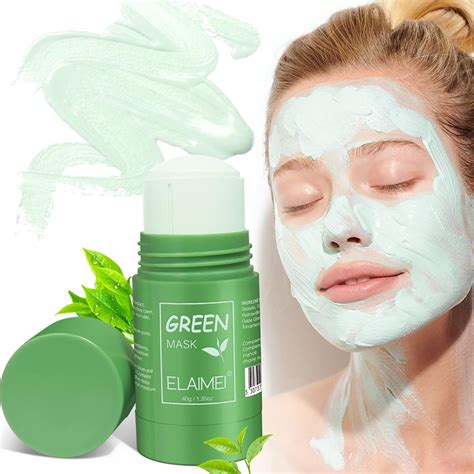 Green Tea Mask, Green Tea Cleansing Mask Stick for Face Moisturizer Deep Clean Pore Green Mask ...