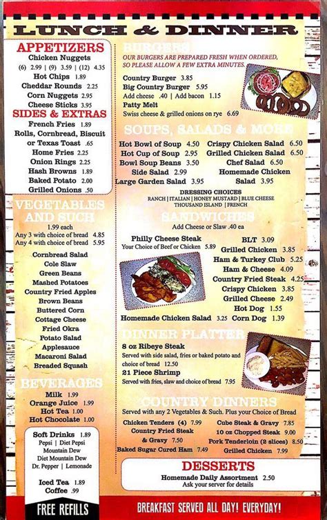 Menu at Bluff City Diner restaurant, Bluff City