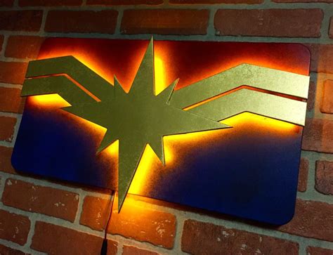 NEW!! Marvel Superhero Captain Marvel Illuminated Led Logo for Mancave, Gameroom or Child's ...