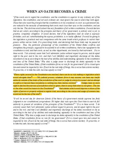 When An Oath Becomes A Crime | PDF | Marbury V. Madison | Oath Of Office