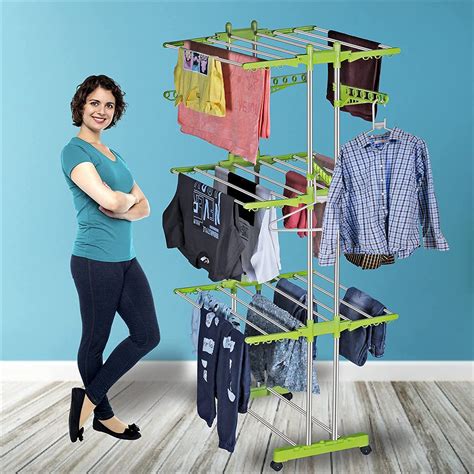 Buy KTS Heavy Duty Rust-Free Stainless Steel Double Pole Cloth Drying Stand | Clothes Dryer ...