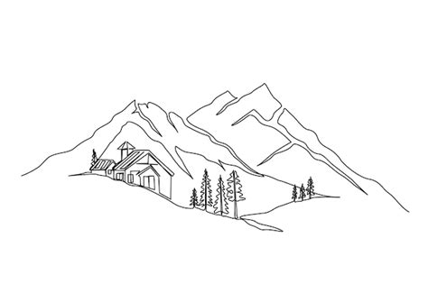 Premium Vector | Continuous one line drawing of mountain landscape High mounts peak lineart ...