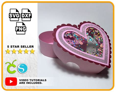 Heart Box SVG File for Cricut and Silhouette 3D Heart Gift Box Favour Box Favor Template Dxf PNG ...