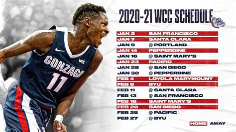 Gonzaga men's basketball releases their 2020-2021 WCC schedule ...