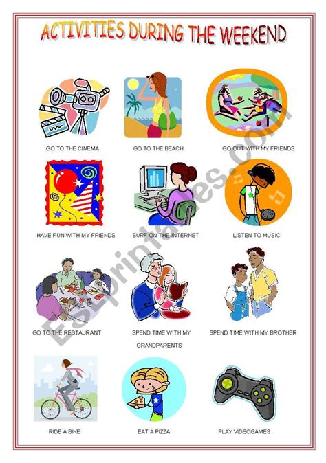 ACTIVITIES DURING THE WEEKEND - ESL worksheet by nephelie