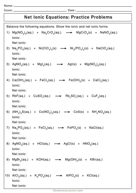 Honors Chemistry Writing And Balancing Equations Worksheet Answers - Tessshebaylo