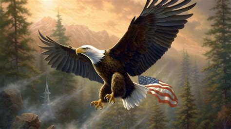 4th of July Wallpaper 4K, Bald eagle, Independence Day