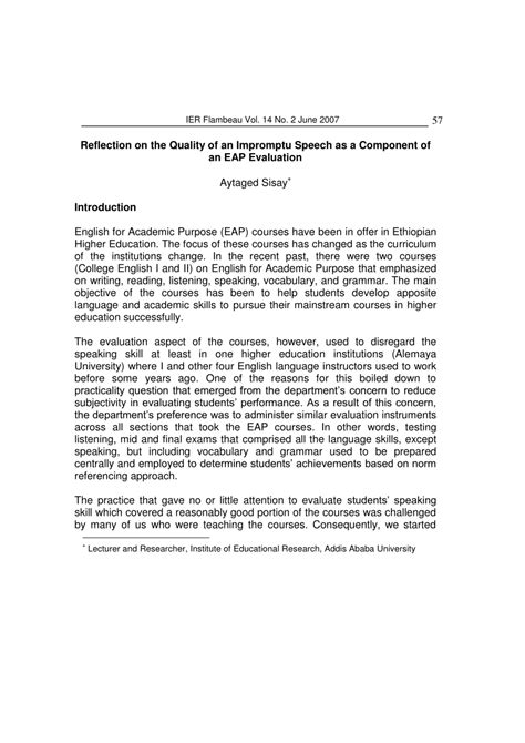 (PDF) Quality of Impromptu Speech as a Component of EAP Evaluation at ...