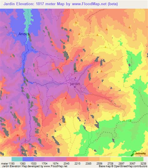 Elevation of Jardin,Colombia Elevation Map, Topography, Contour