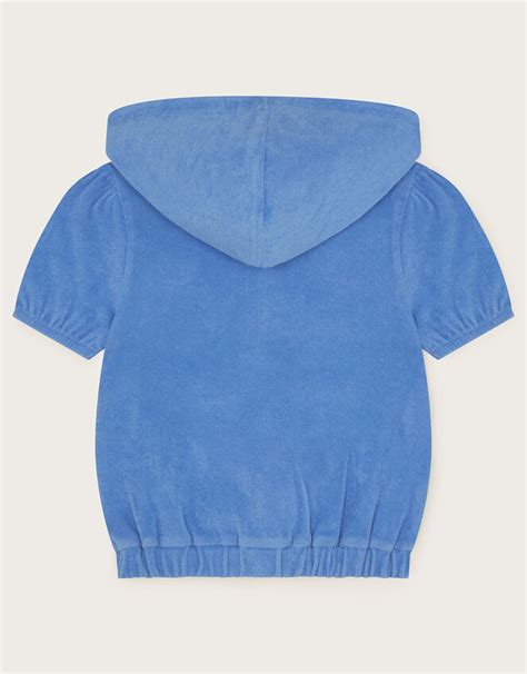 Towelling Short Sleeve Hoodie Blue | Children's Casualwear | Monsoon ...