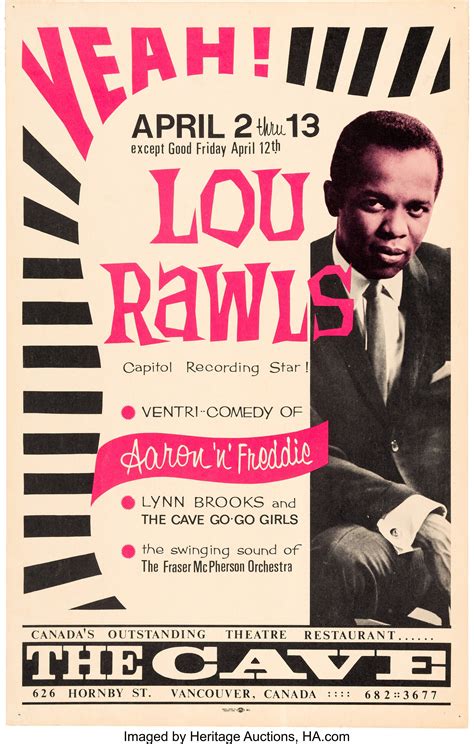 Lou Rawls 1968 Cardboard Concert Poster, Vancouver, B.C., Canada. | Lot #90116 | Heritage Auctions