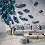 Custom Size Mural Wallpaper Colorful Hand Painted Feathers | BVM Home