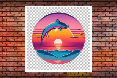 Sunset with Dolphin Art Vector Design Graphic by Creative Designs · Creative Fabrica