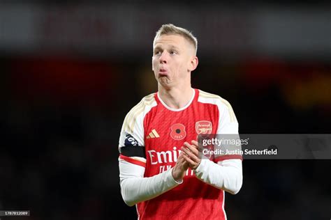 Oleksandr Zinchenko of Arsenal acknowledges the fans after the team's ...