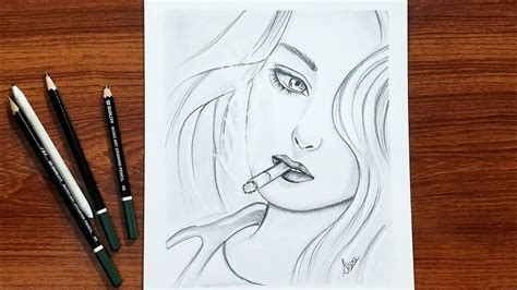 Girl Smoking Drawing