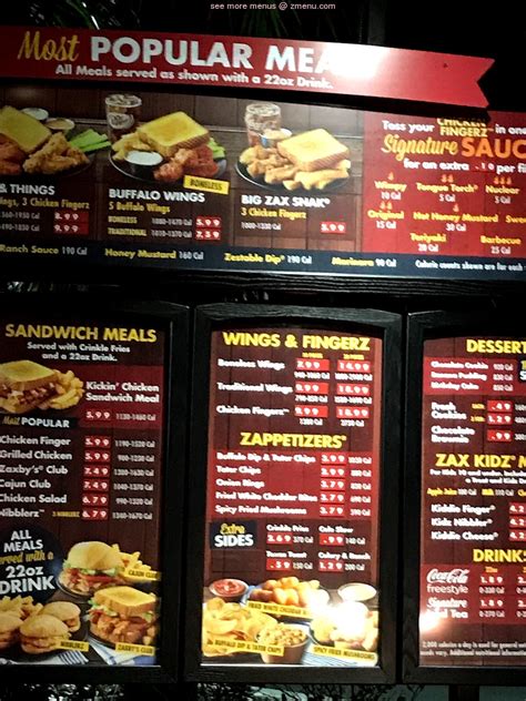 Zaxby's Menu Printable