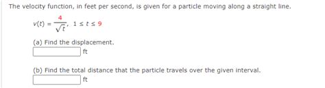 Solved The velocity function, in feet per second, is given | Chegg.com