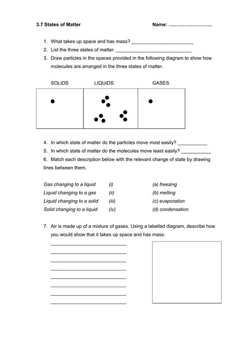 State Of Matter Worksheet - Zipworksheet.com