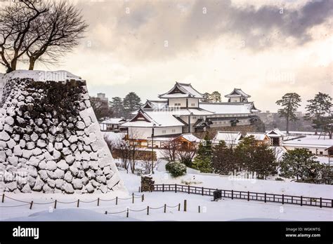 Kanazawa, Japan at the castle in winter with snow Stock Photo - Alamy