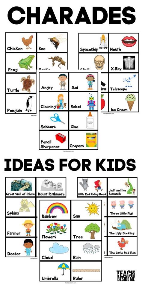 96 Printable Charades Ideas for Kids | Charades for kids, Charades, Fun games for kids