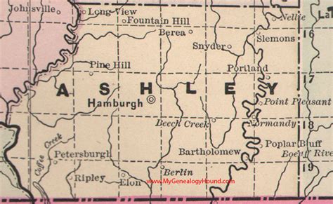 Ashley County, Arkansas 1889 Map
