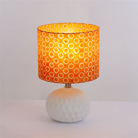 Rola Round Ceramic Table Lamp Base in White ~ Drum Lamp Shade 25cm(d) – Imbue Lighting