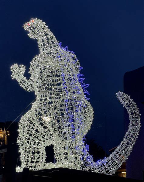 Godzilla Christmas Illumination started today in front of the Godzilla ...