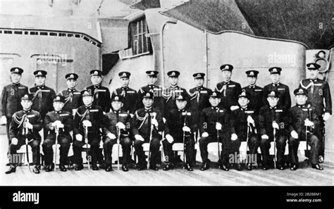 The commander of the Japanese attack on Pearl Harbor Yamamoto Isoroku (front row, center) with ...