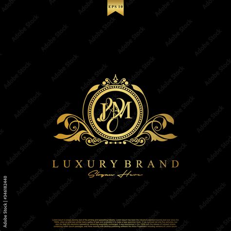 J & M JM logo initial Luxury ornament emblem. Initial luxury art vector mark logo, gold color on ...