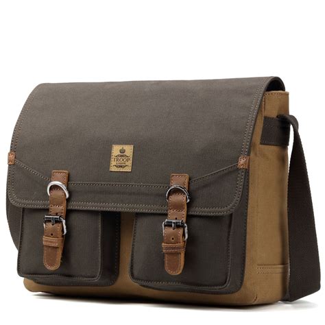 TRP0418 Troop London Heritage Canvas Messenger Bag, Canvas Satchel ...