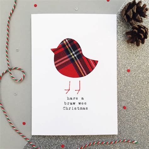 Cute Tartan Robin Scottish Christmas Card By Hiya Pal ...