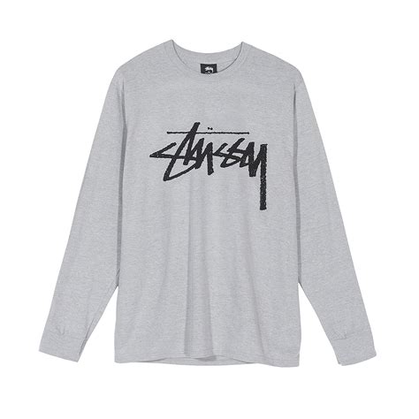 Stussy Stock Long Sleeve T-Shirt (Grey Heather) - 1994406 GRY - Consortium