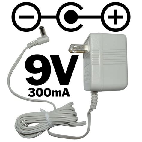 9 Volt DC, 300mA Power Adapter with 5.5mm Barrel Jack (Center Positive ...