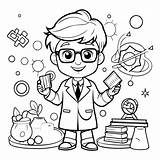 Premium Vector  Coloring Page Outline Of A Kid Boy Scientist Or sketch template