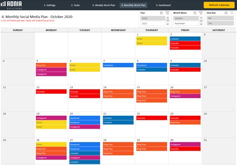 Social Media Calendar Template | Adnia Solutions | Social media calendar template, Excel ...