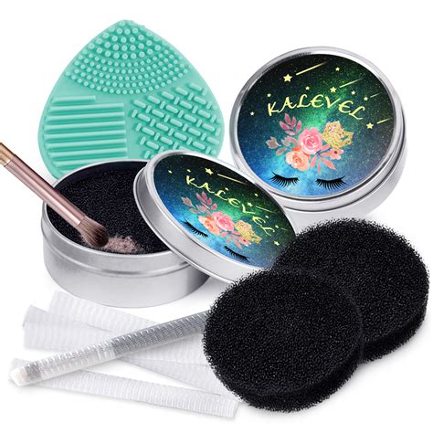 Kalevel 5 Pack Makeup Brush Cleaning Mat Brush Color Removal Sponge and ...