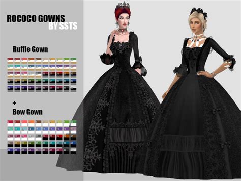 ROCOCO RUFFLE GOWN and ROCOCO BOW GOWN by SSTS | Strange Storyteller | Rococo gown, Sims 4 ...